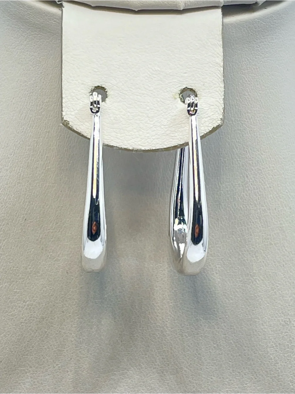 Silver Tone Teardrop Hoop Earrings Sleek Minimalist Statement Hoops
